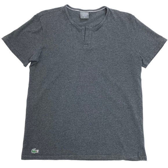 LACOSTE Sleepwear Slits Neck Crew Neck T-shirt In Charcoal Gray Size M - Picture 9 of 9